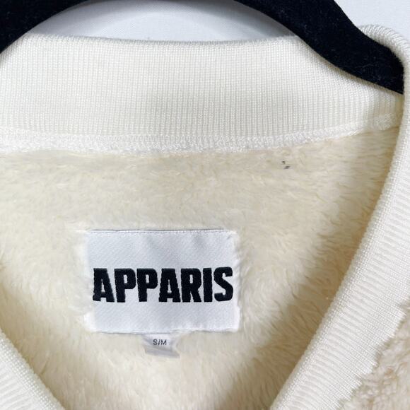 Apparis S/M Cream Teddy Sherling Sherpa Sweatshirt Crew Boxy Fit Lounge Cozy - Picture 6 of 8